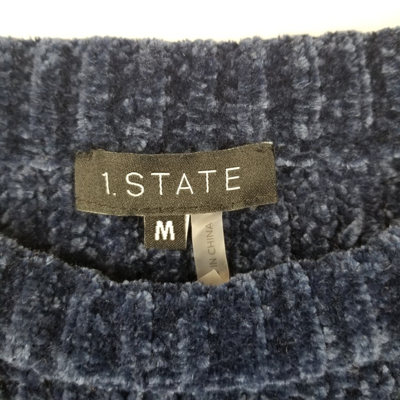 1. State Split Neck Cold Shoulder Chenille Sweater - Picture 4 of 8